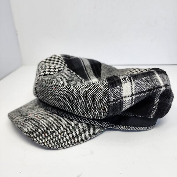 Vintage Joe Boxer Plaid Grey Black Beret Hat - Picture 2 of 9